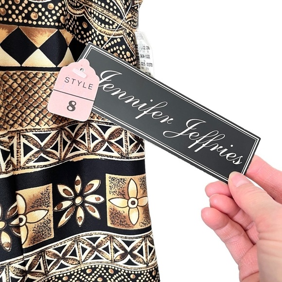 NWT Vintage 80’s or 90’s Jennifer Jeffries Black & Tan Printed Maxi Dress - Picture 5 of 9